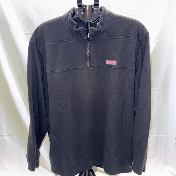 Vineyard Vines Mens Quarter Zip Sweater Size XXL Black Long Sleeve Cotton - Picture 1 of 9